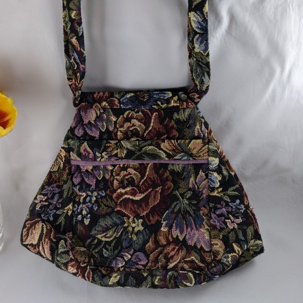 Vintage Handmade Womens Upholstery Folding Velcro Zip Shoulder Bag - Picture 2 of 8